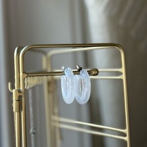 Chunky White Hoop Earrings